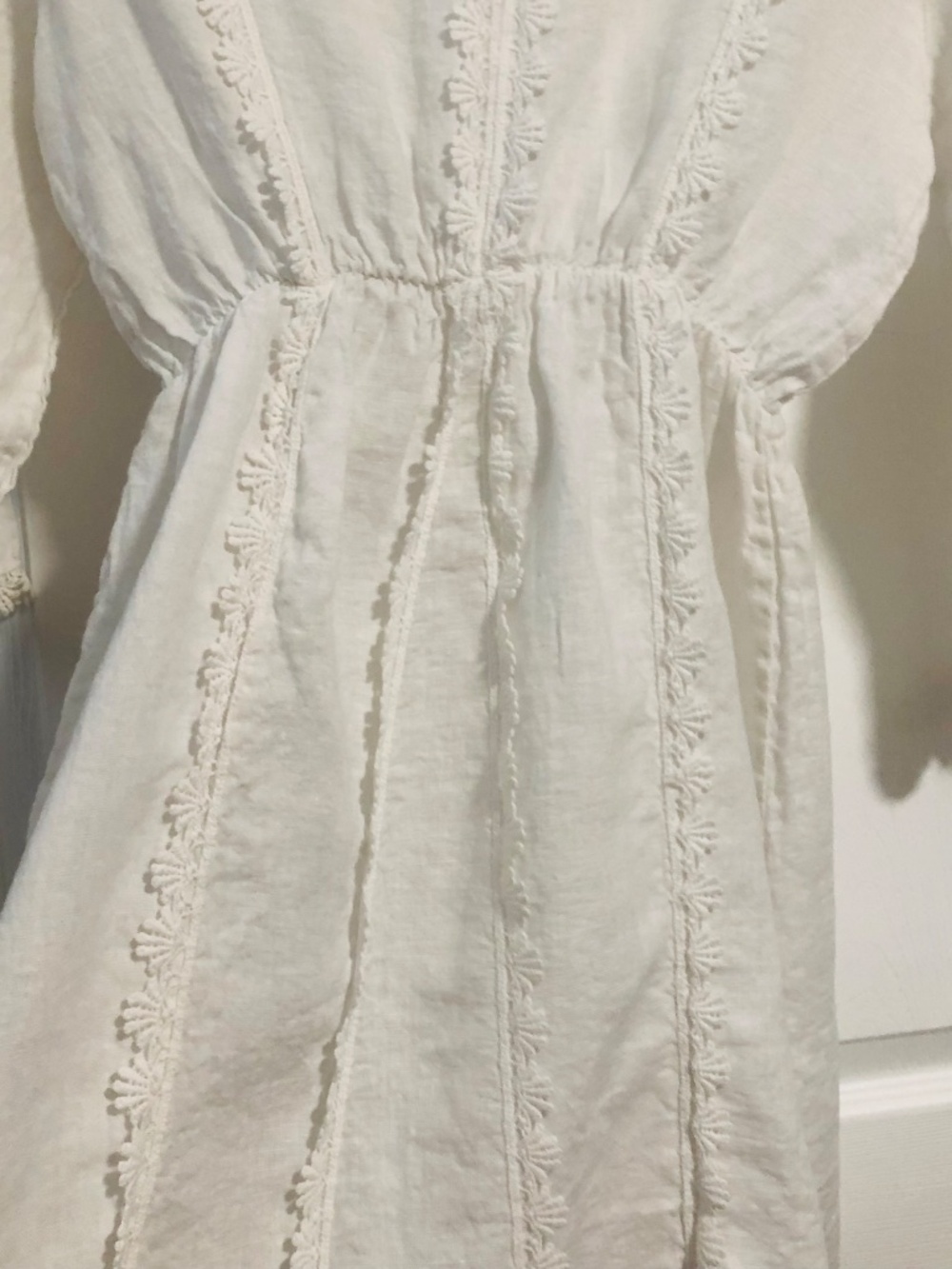 Valentina Naldi White Boho Linen Blend Mini Dress Made In Italy Size Medium - Picture 8 of 11
